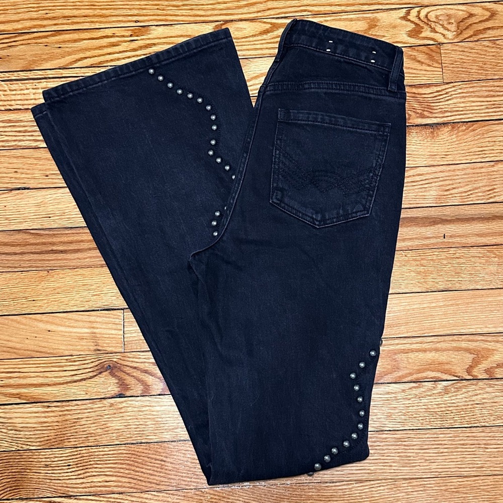 Idyllwind Miranda Lambert Black Studded High Rise Flare Jeans Womens 4W x 34L